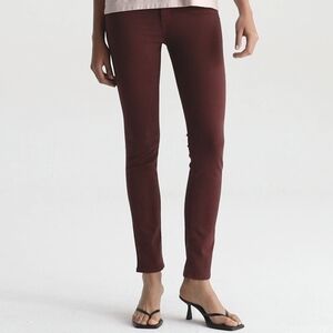 AG The Prima Jean High Rise Skinny Cigarette Stretch Sateen Deep Currant 32 NWT